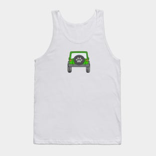 Lime Green Jeep with Paw Print Cover Tank Top